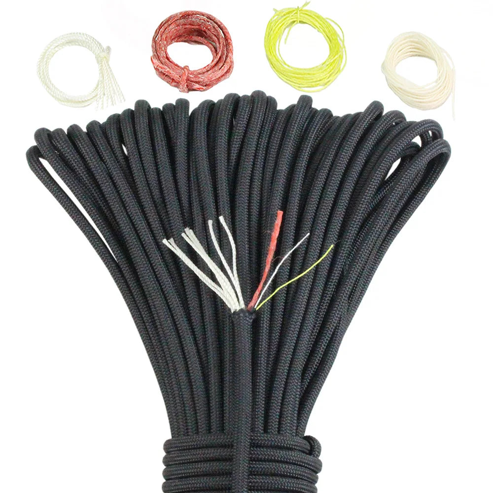 Military-Grade 10-Strand 650 Paracord with Fishing Line, Copper Wire & Fire Tinder