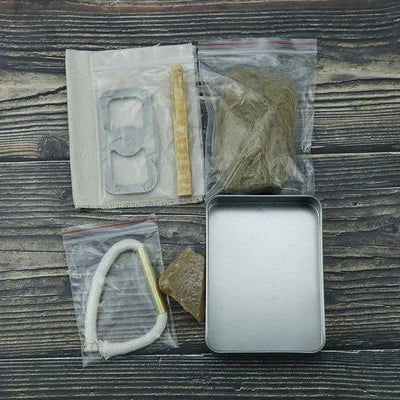 Traditional Flint & Steel Fire Starter Kit – Emergency Fire-Making Tool with Cotton Rope & Char Cloth