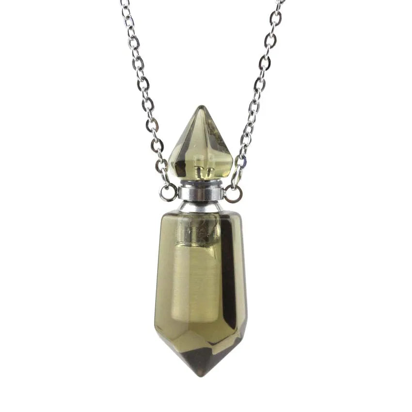 Natural Crystal Perfume Bottle Pendant Necklace