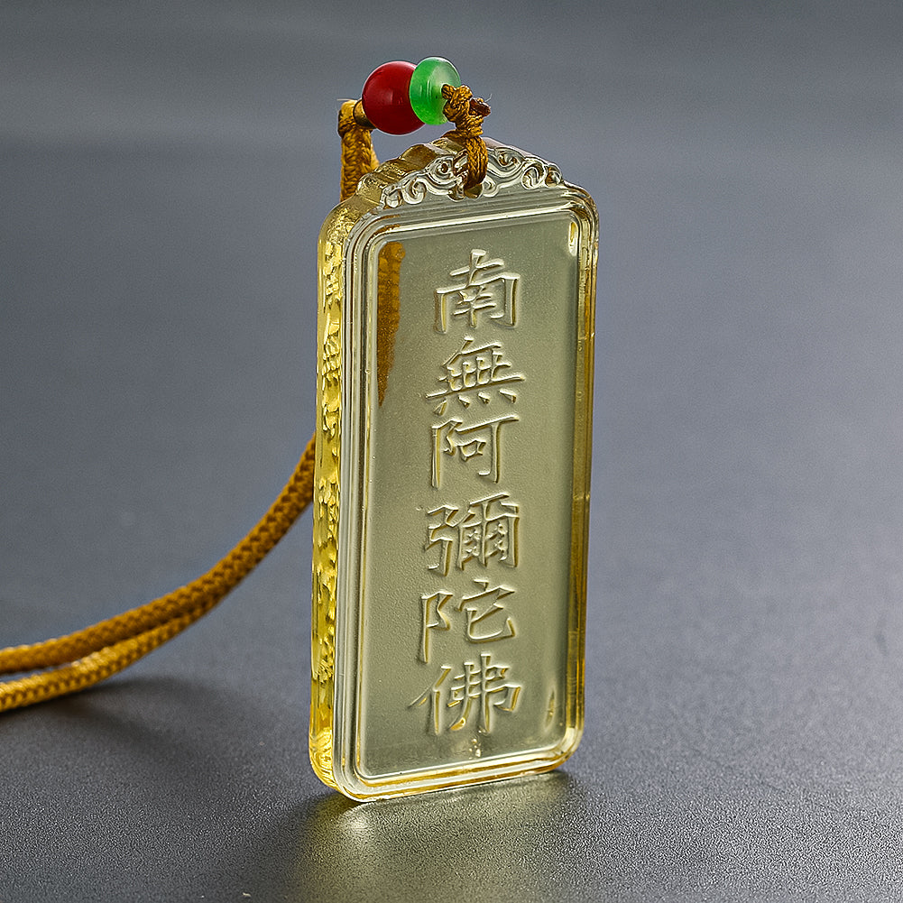 Amitabha Glass Pendant | Luminous Mantra Talisman