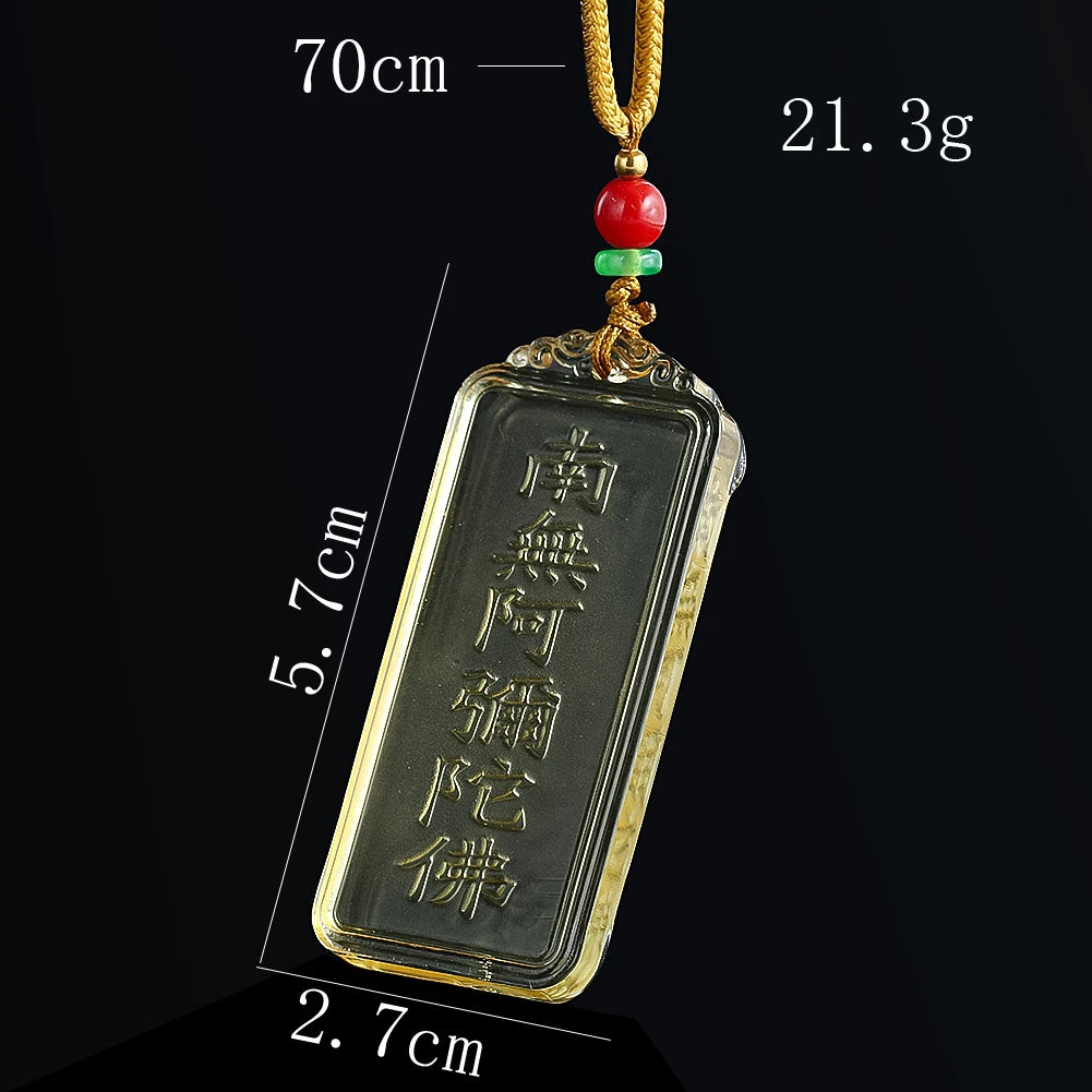Amitabha Glass Pendant | Luminous Mantra Talisman