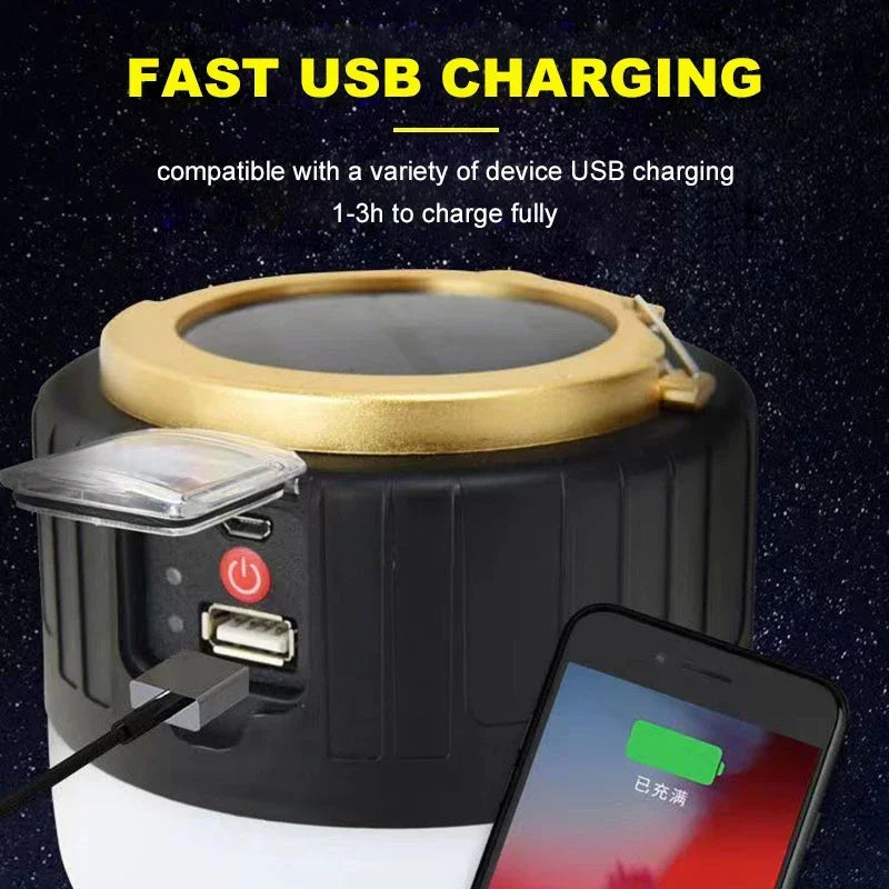 1000W Solar Camping Light – USB Rechargeable Survival Lantern