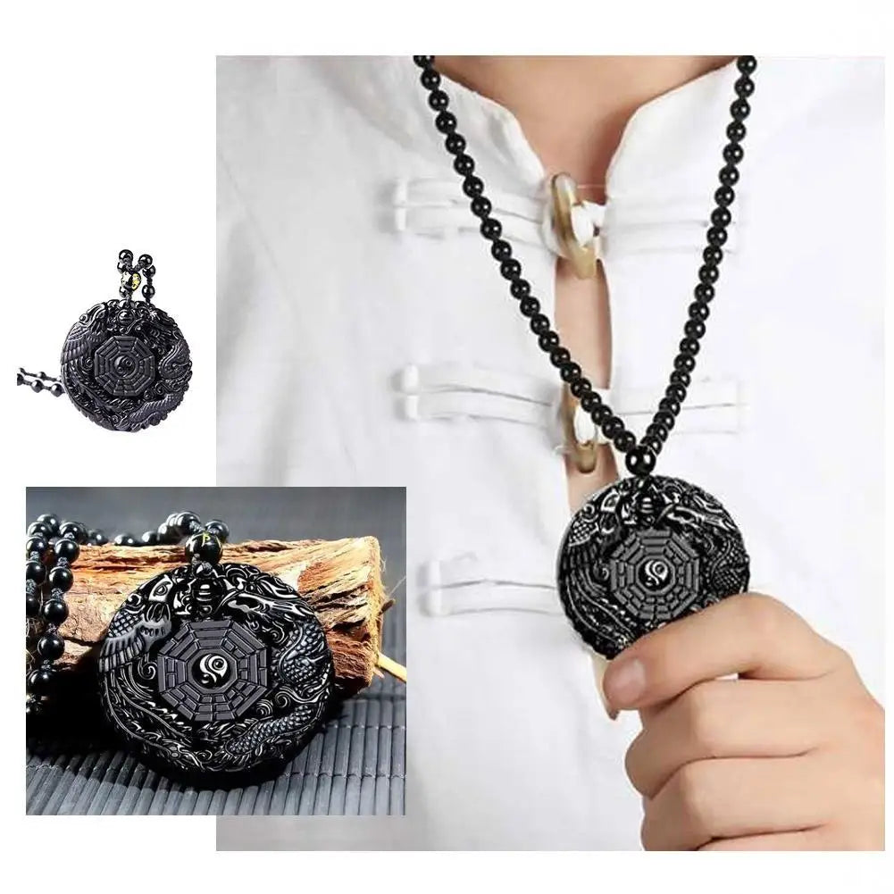 Obsidian Dragon-Phoenix Amulet | Forged in the Black Sun