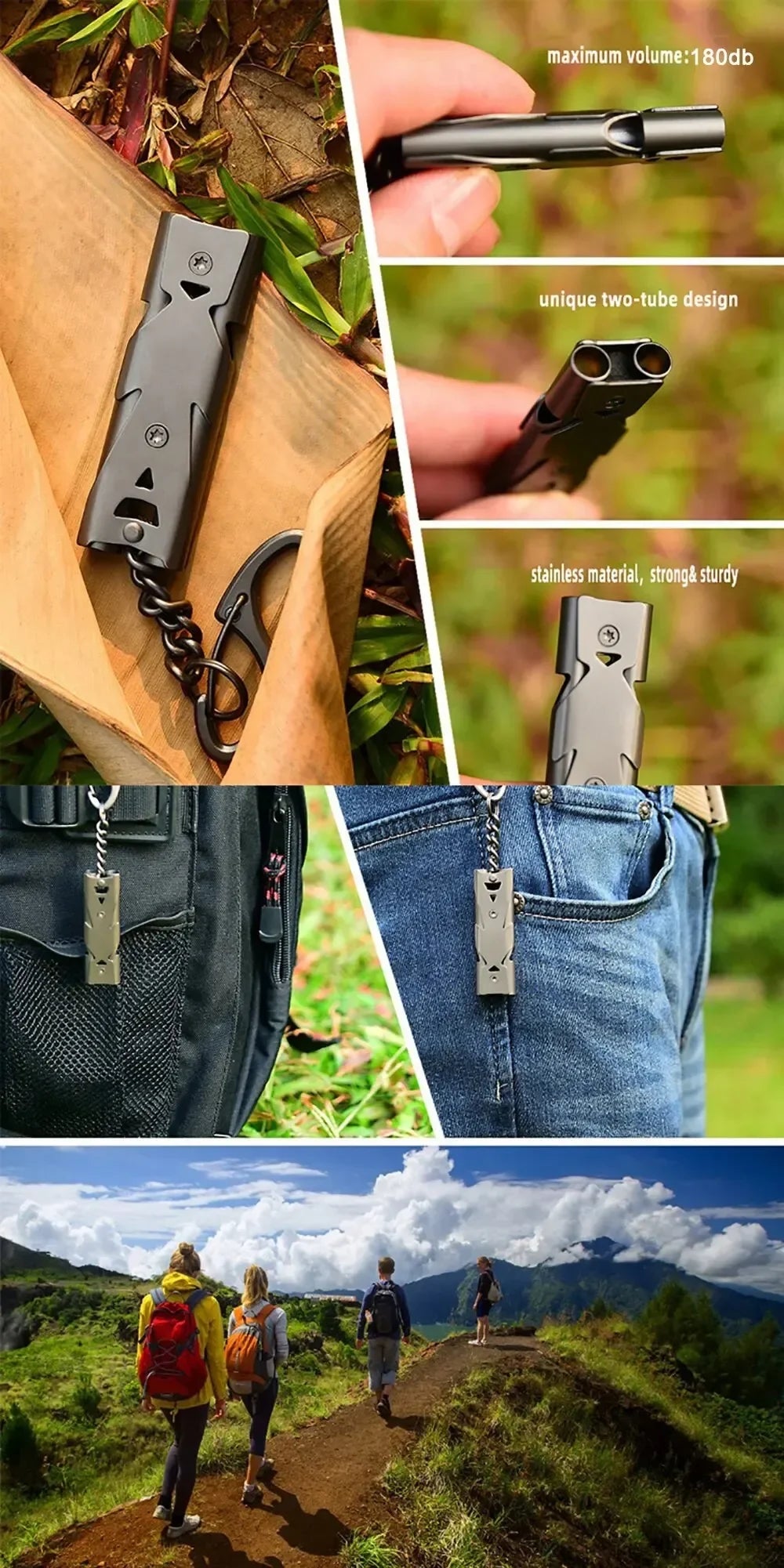 SignalGuard High-Decibel Survival Whistle – Dual Pipe Emergency Keychain Tool