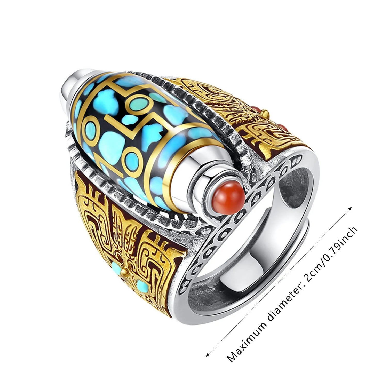 Mantra Dzi Ring | Spinning Prayer Wheel for the Hand