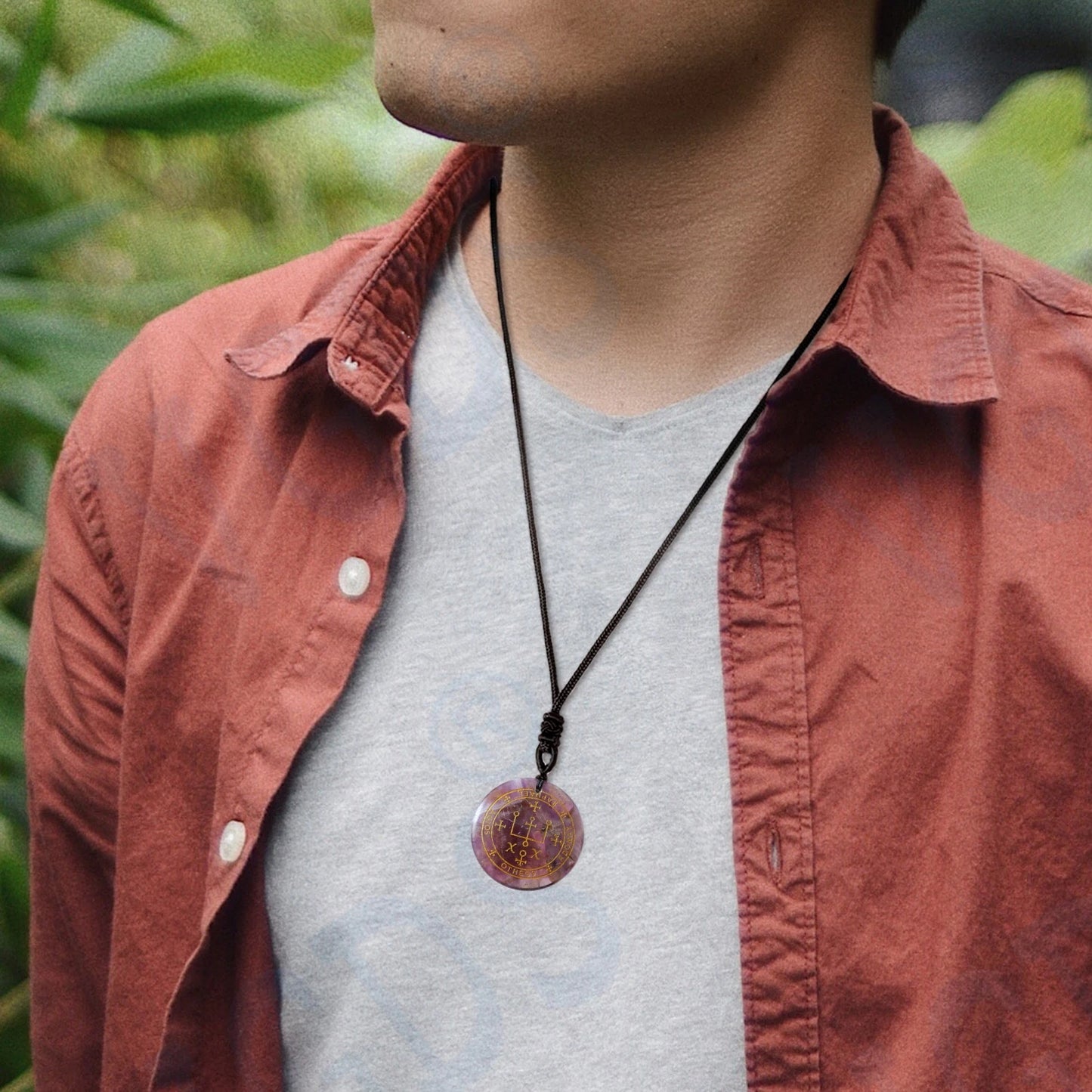 🜂 Seven Archangels Amulet | Seal of Solomon in Natural Amethyst or Clear Quartz