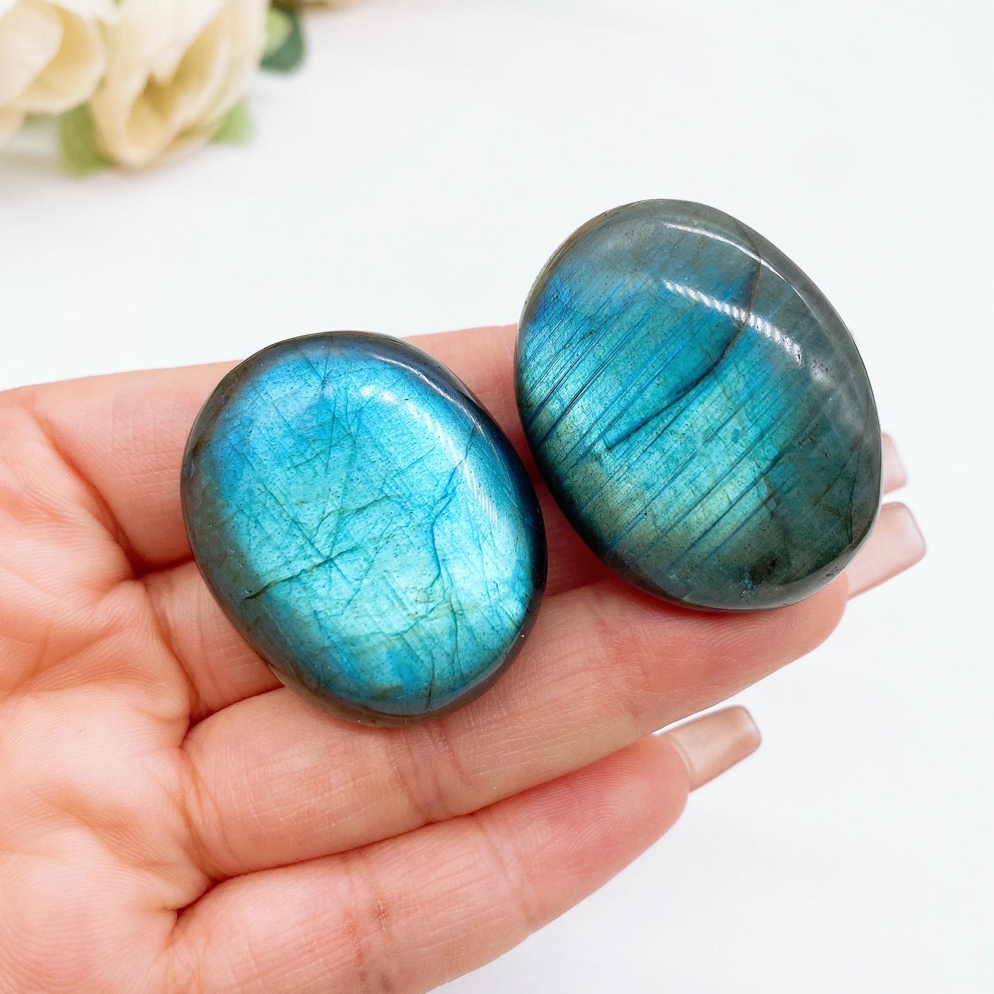 ✧ Labradorite Palm Stone | Frozen Lightning of the Ancients
