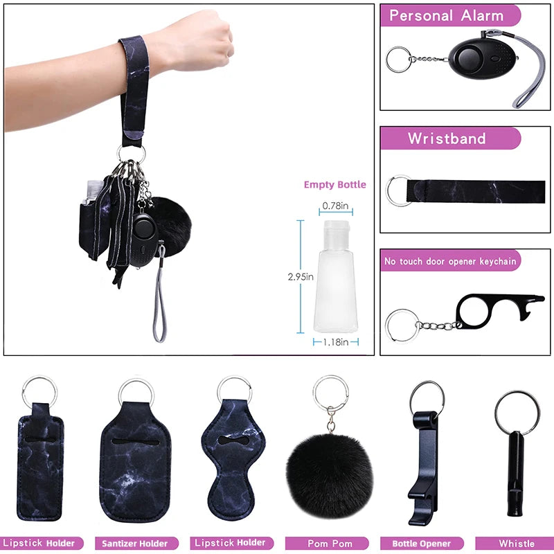 Personal Safety Survival Women Alarm Set Emergency Protection Safety defense Keychain Alarm with windows breaker