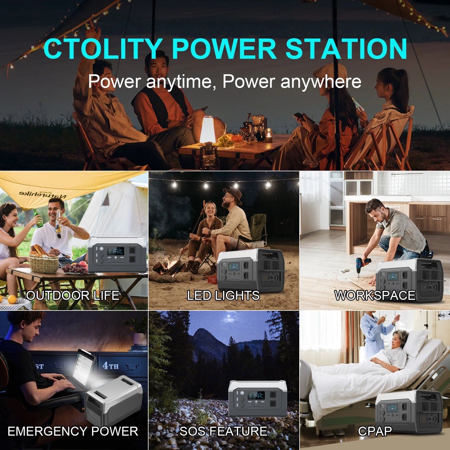 CTOLITY 1800W Portable Power Station – Reliable Energy for Outdoor Adventures and Emergency Preparedness