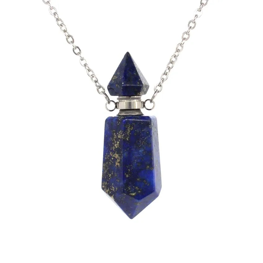 Natural Crystal Perfume Bottle Pendant Necklace