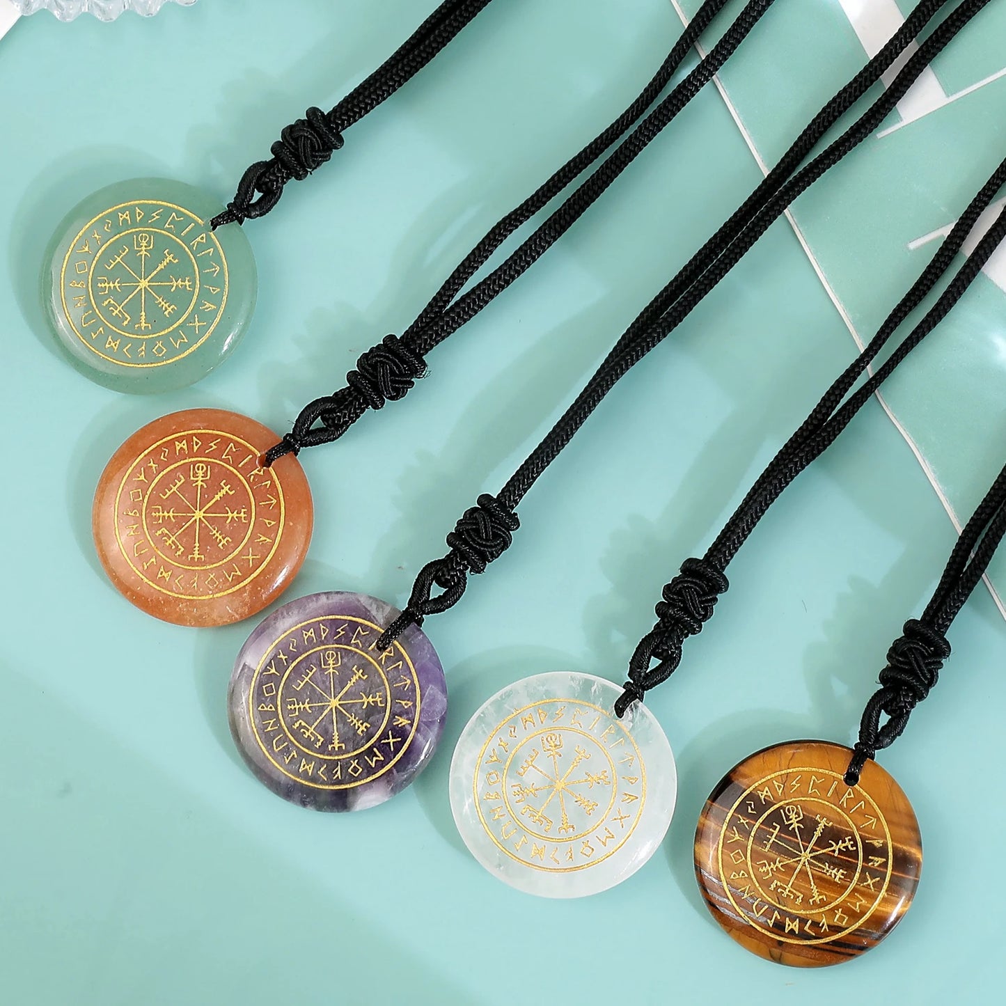 Vegvisir Rune Pendant | The Viking's Crystal Compass