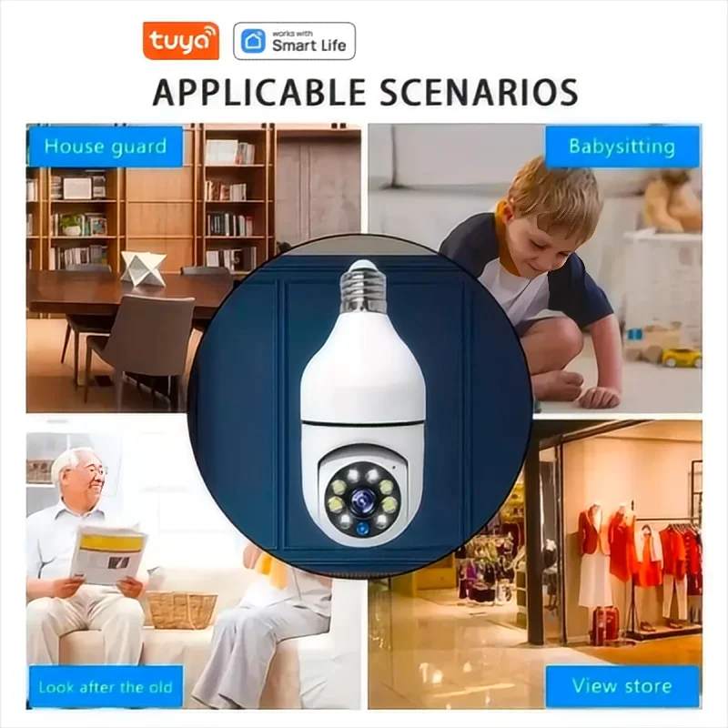 Tuya Smart 2.4G WiFi E27 Light Bulb Security Camera – 360° Surveillance with Two-Way Audio & Motion Detection