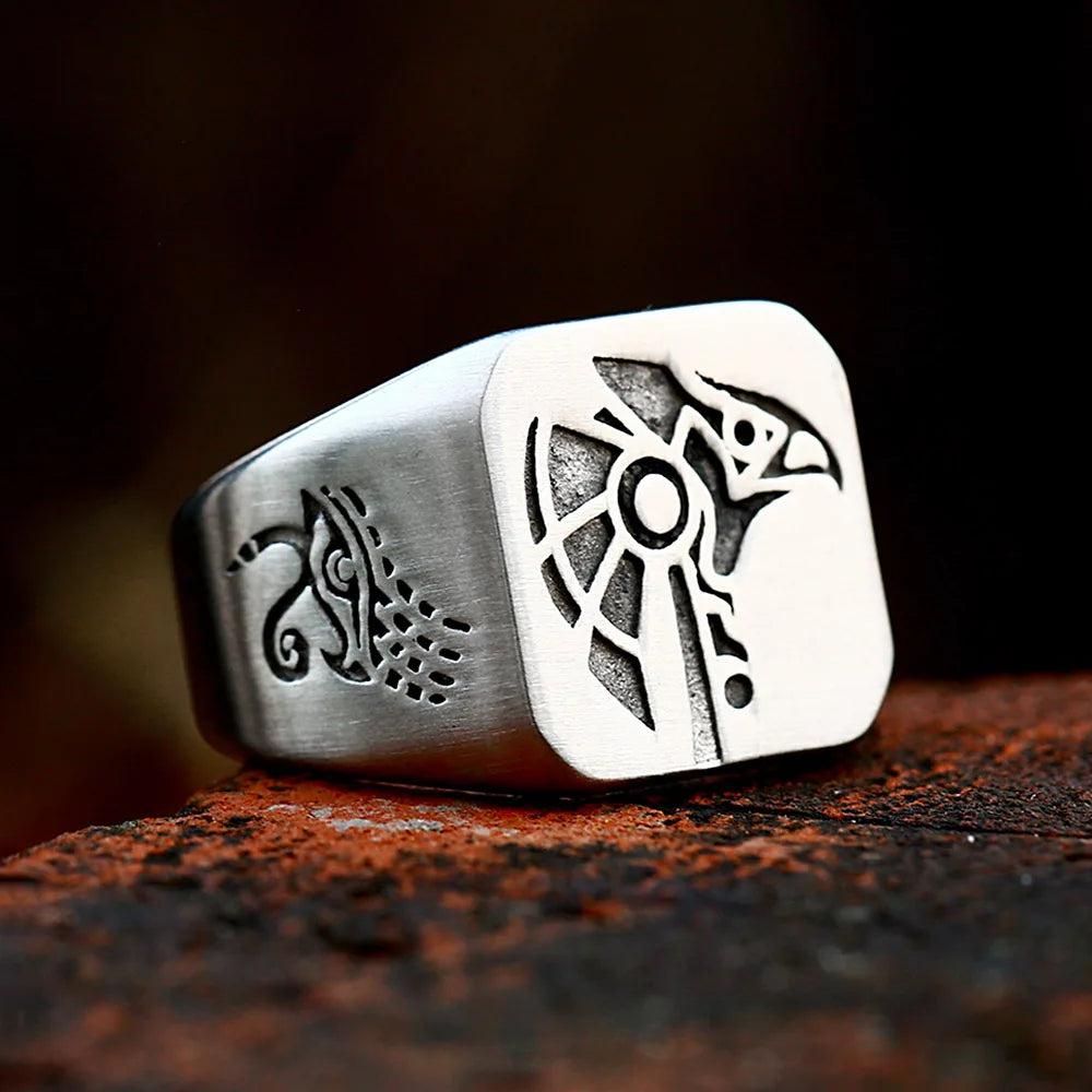 π Egyptian Anubis Ring | Stainless Steel Amulet of Shadow & Judgment