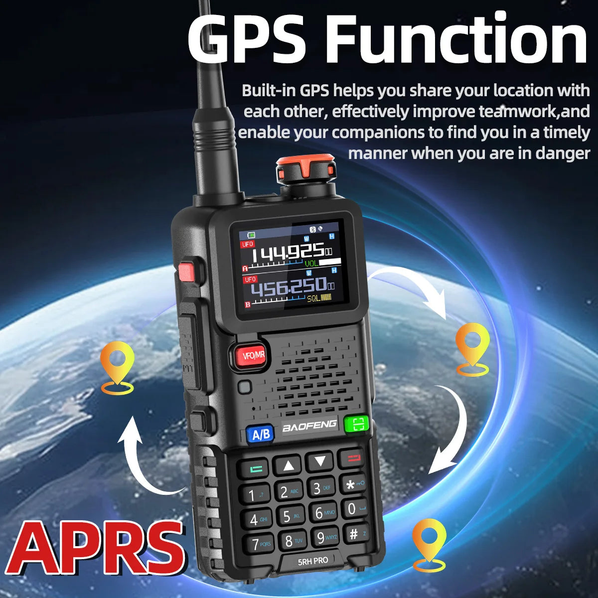 π‘ Baofeng UV-5RH PRO Bluetooth + GPS Walkie Talkie β Long-Range Multi-Band Two-Way Radio with Type-C Charging for Grid-Down Survival, Travel & Tactical Teams