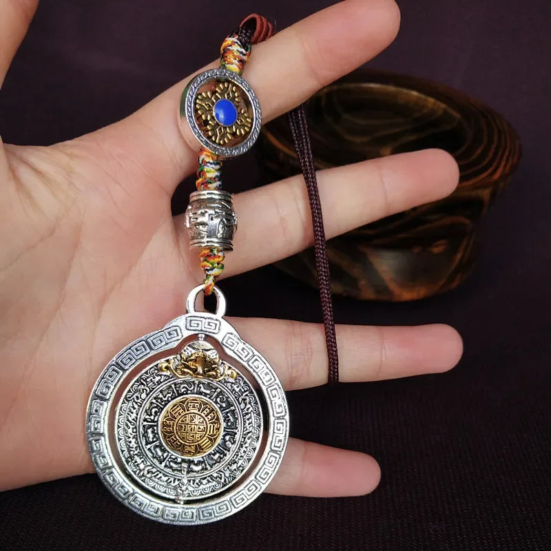 Greco-Buddhist Auspicious Amulet – Nine Palaces Eight Diagrams Mantra Card for Protection & Good Fortune