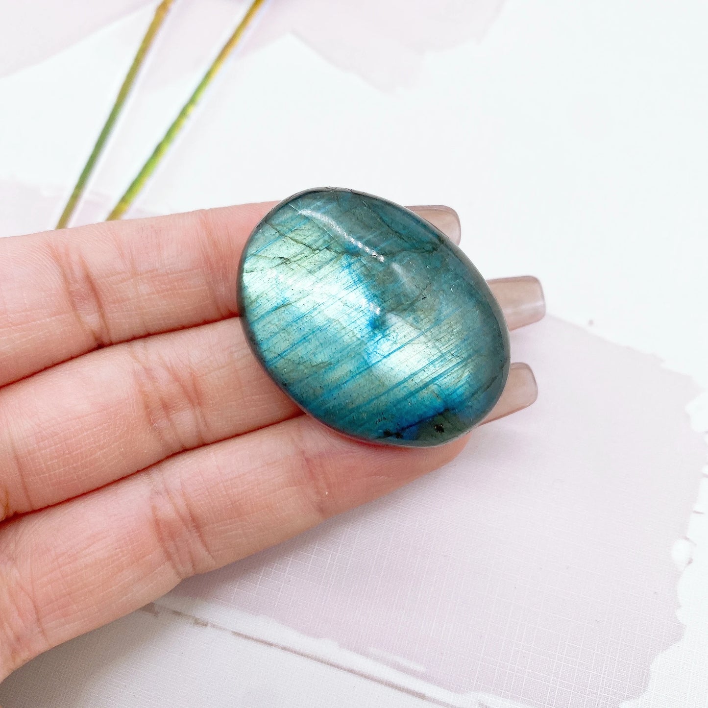 ✧ Labradorite Palm Stone | Frozen Lightning of the Ancients