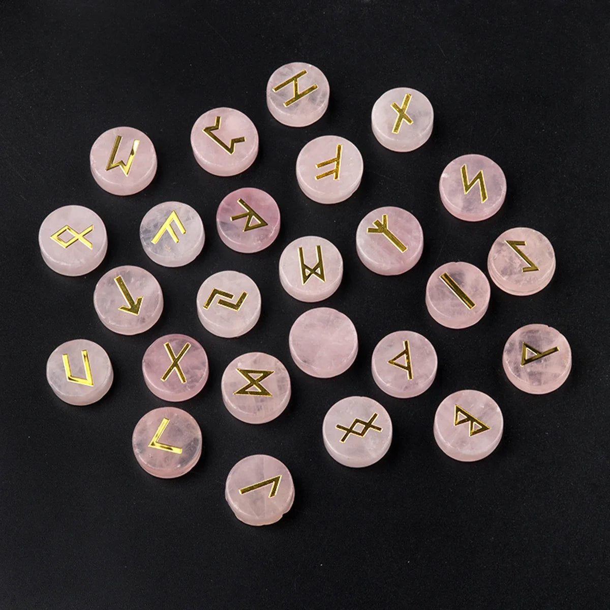 Natural Crystal Rune Stone Set – Ancient Runic Alphabet for Divination, Healing & Spiritual Guidance