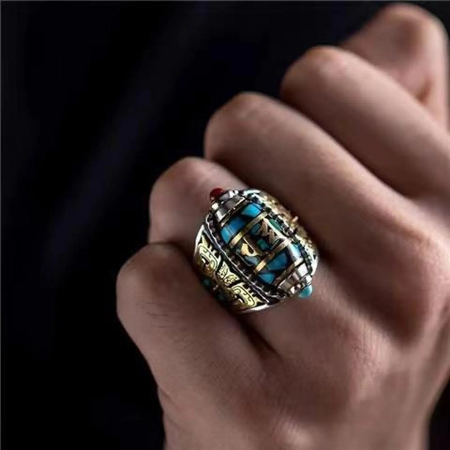 Mantra Dzi Ring | Spinning Prayer Wheel for the Hand