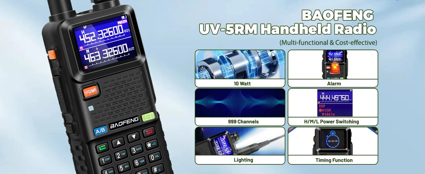 📡 BAOFENG UV-5RM 10W Handheld Multi-Band Ham Radio