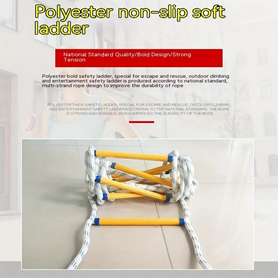 🔥 5-Meter Fire Escape Ladder – Anti-Slip Emergency Rescue Rope for Urban Survival & Lifesaving