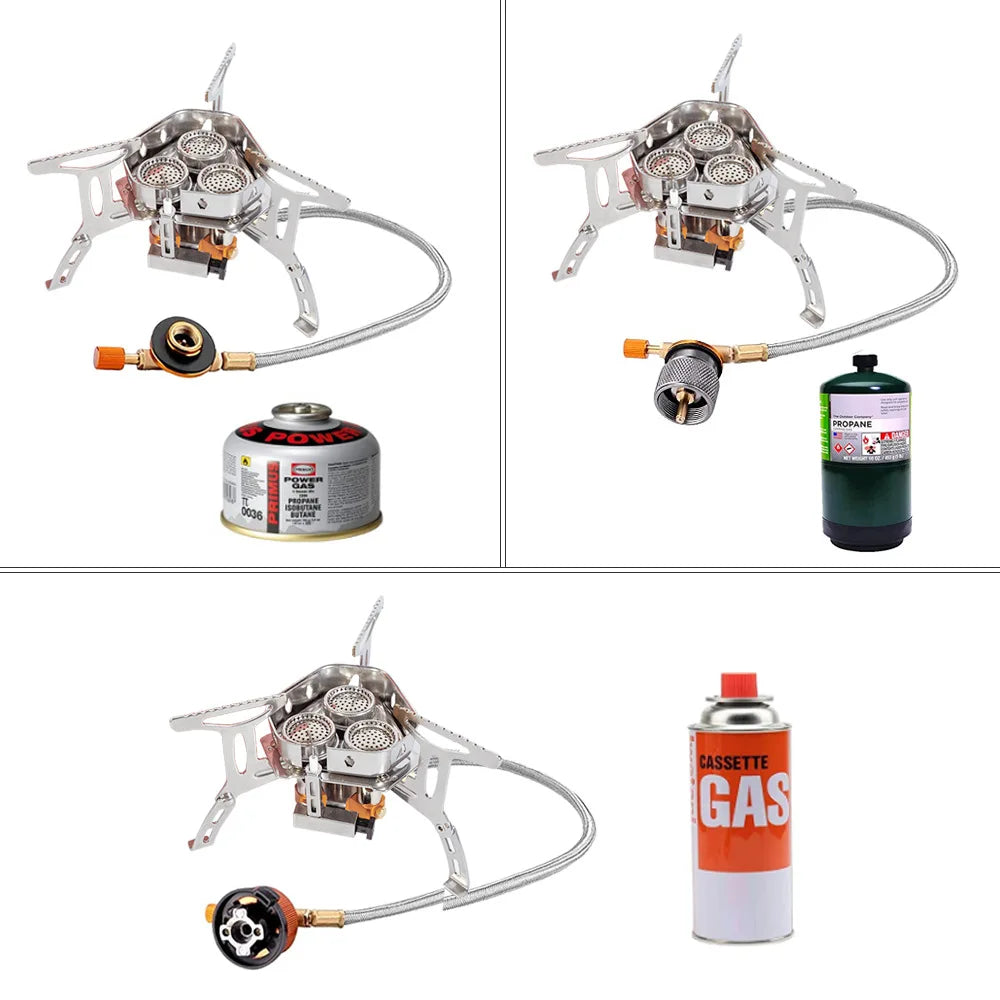 Tarka 3-Head Gas Stove – High-Power, Portable Camping Burner