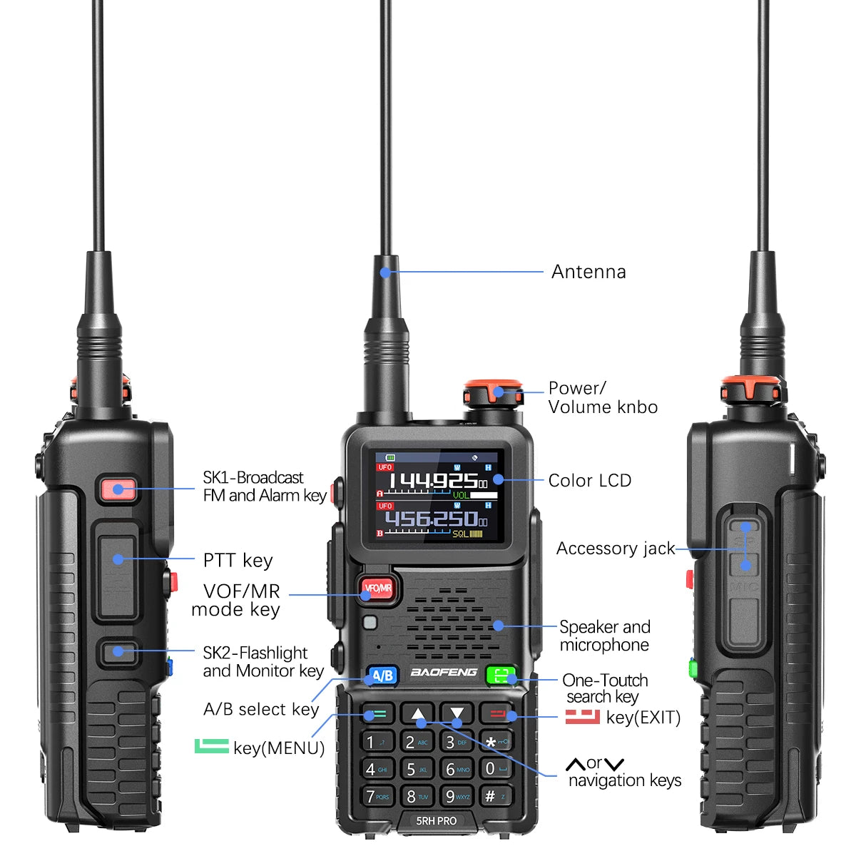 π‘ Baofeng UV-5RH PRO Bluetooth + GPS Walkie Talkie β Long-Range Multi-Band Two-Way Radio with Type-C Charging for Grid-Down Survival, Travel & Tactical Teams