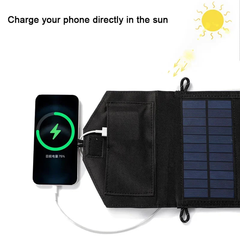 ☀️ 6-Fold 20W/h Foldable Solar Panel – USB 5V DC Charger for Phones, Power Banks & Off-Grid Mobile Power