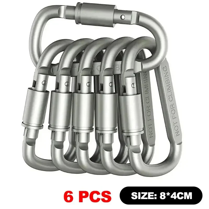 6-Piece Heavy-Duty Aluminum Carabiner Set (50kg Load Capacity)