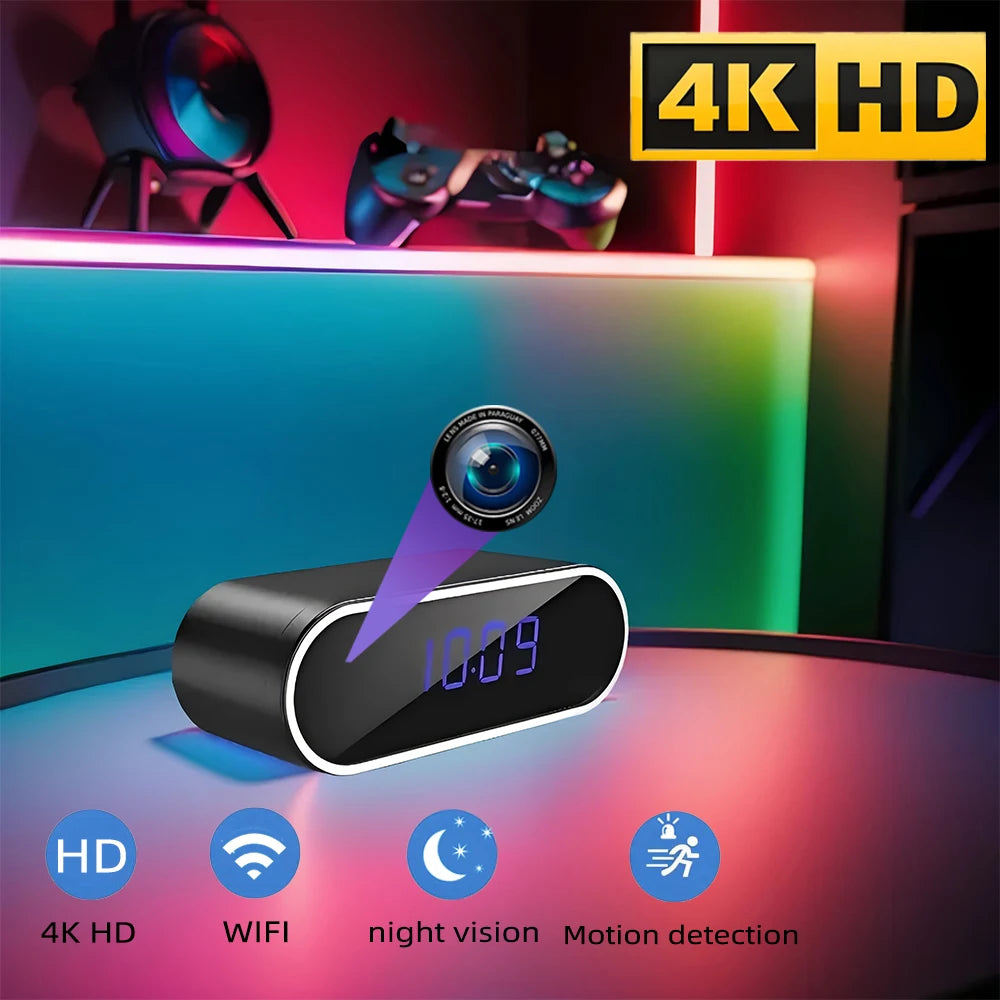 StealthGuard 4K WiFi Mini Camera Clock – Motion Detection, Infrared Night Vision & Remote Viewing