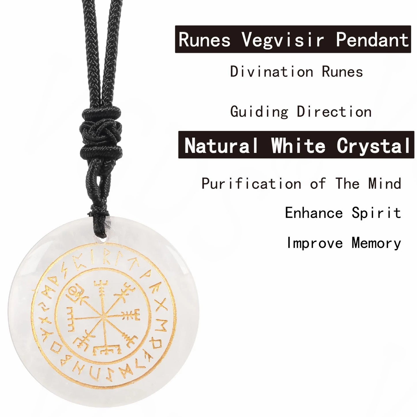 Vegvisir Rune Pendant | The Viking's Crystal Compass