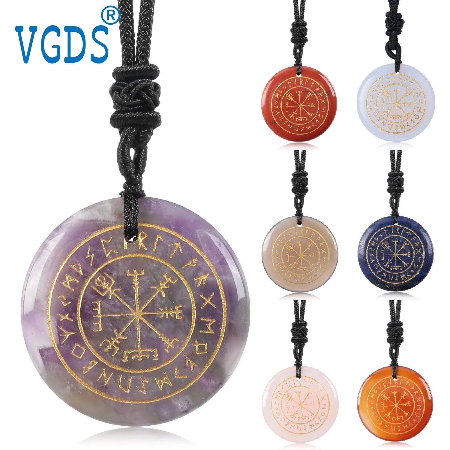 Vegvisir Rune Pendant | The Viking's Crystal Compass