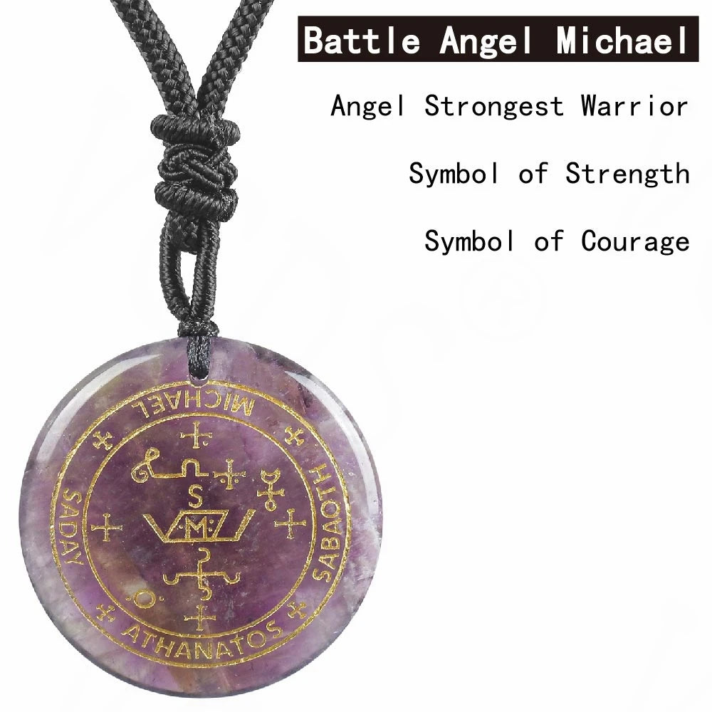 🜂 Seven Archangels Amulet | Seal of Solomon in Natural Amethyst or Clear Quartz