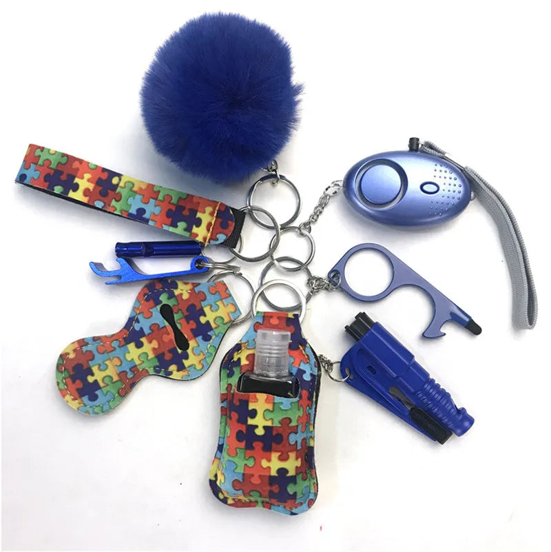 Personal Safety Survival Women Alarm Set Emergency Protection Safety defense Keychain Alarm with windows breaker