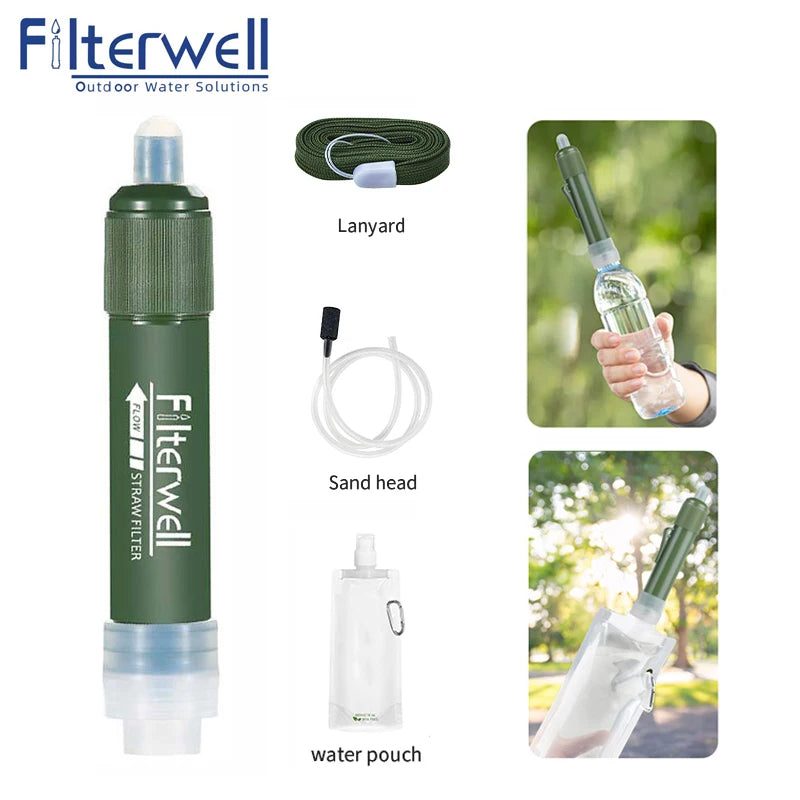 Filterwell Carbon Survival Straw – 4000L Triple-Stage Water Purifier for Prepping, Camping & Emergency Use