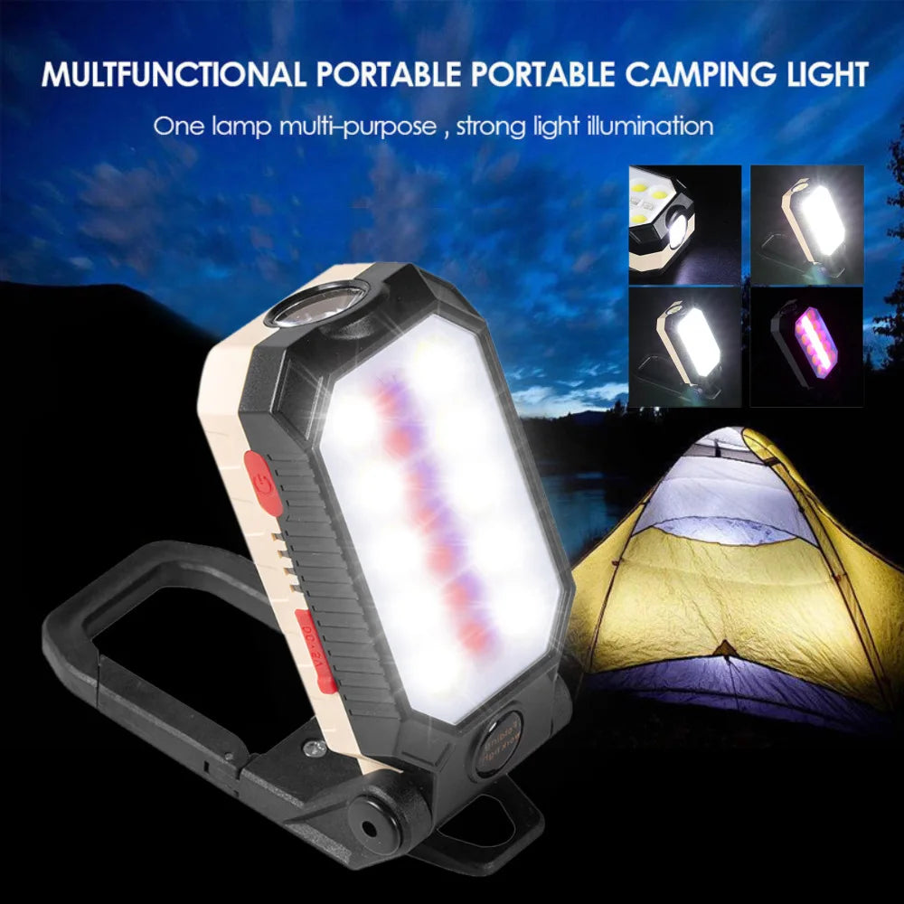 🔦 RxZoA High-Power Rechargeable LED Flashlight – Waterproof COB Work Light with Magnet, USB Charging & Red/Blue Emergency Beacon