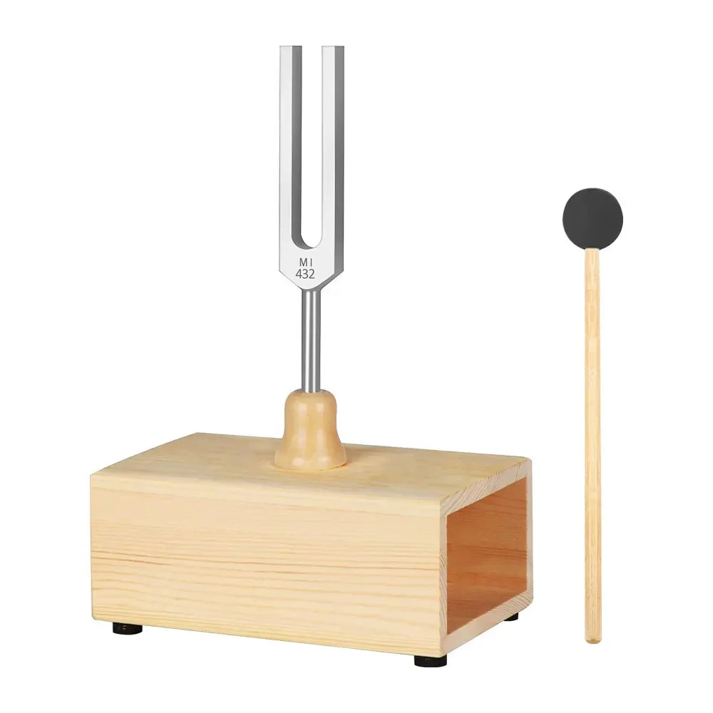 432Hz & 528Hz Chakra Tuning Fork Set with Resonant Box & Mallet