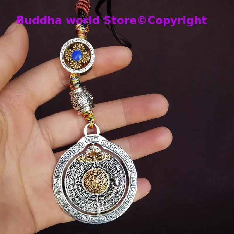 Greco-Buddhist Auspicious Amulet – Nine Palaces Eight Diagrams Mantra Card for Protection & Good Fortune
