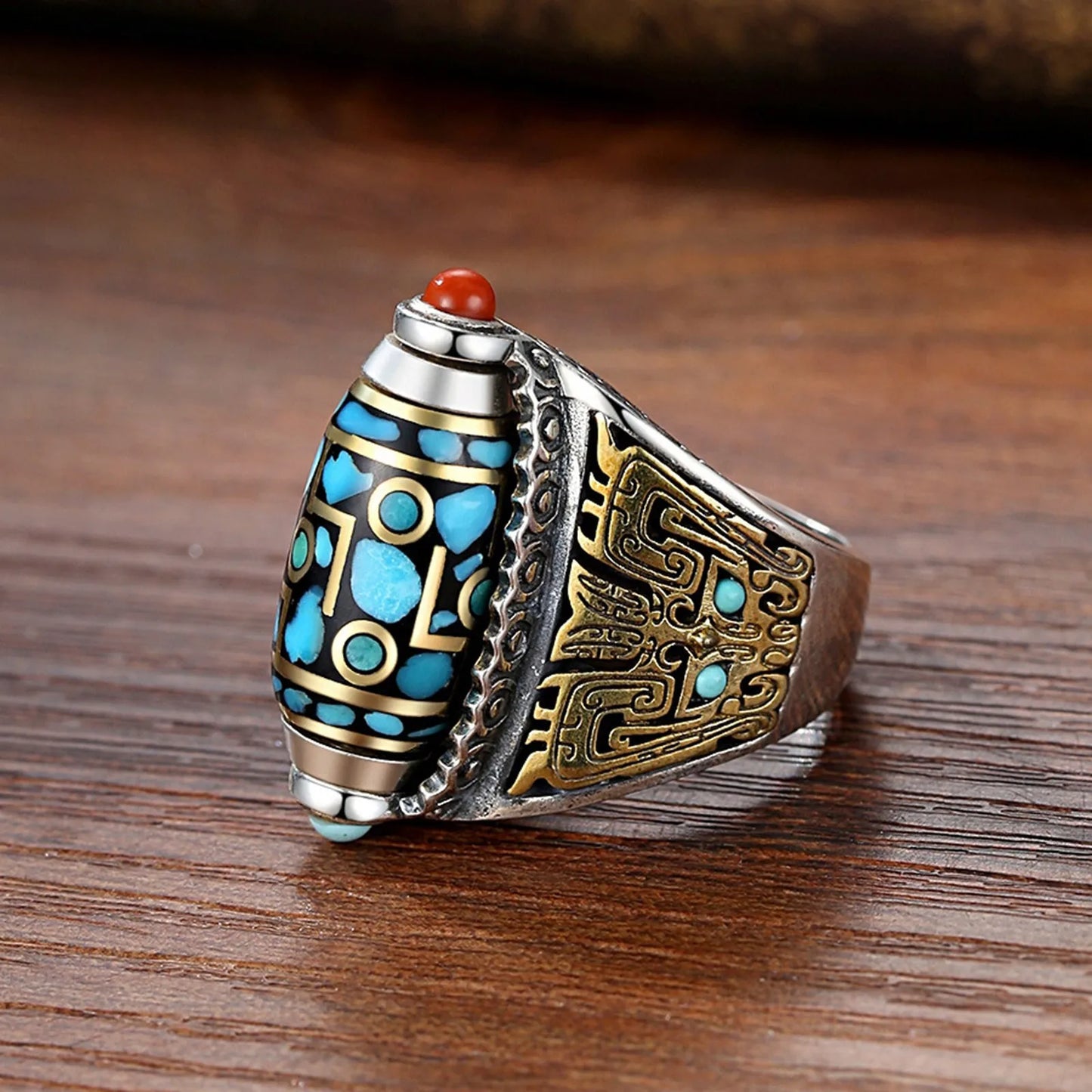 Mantra Dzi Ring | Spinning Prayer Wheel for the Hand