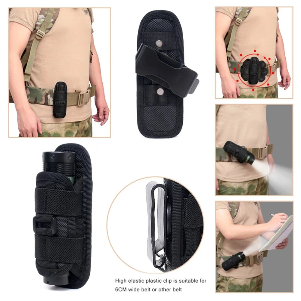360° Tactical Flashlight Clip-on Pouch