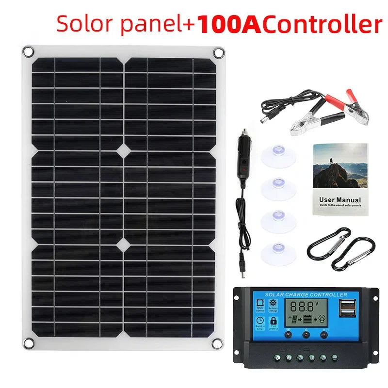 ☀️ 1200W Solar Panel Charger – 12V Dual USB with Optional 10A–100A Controller