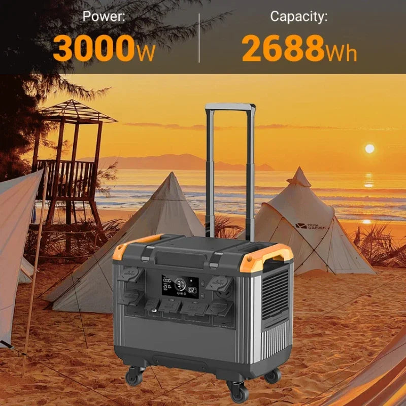 ⚡ 3000W Portable Power Station – LiFePO4 Solar Generator with 2688Wh Capacity & 220V Output for Camping, RV & Emergency Backup