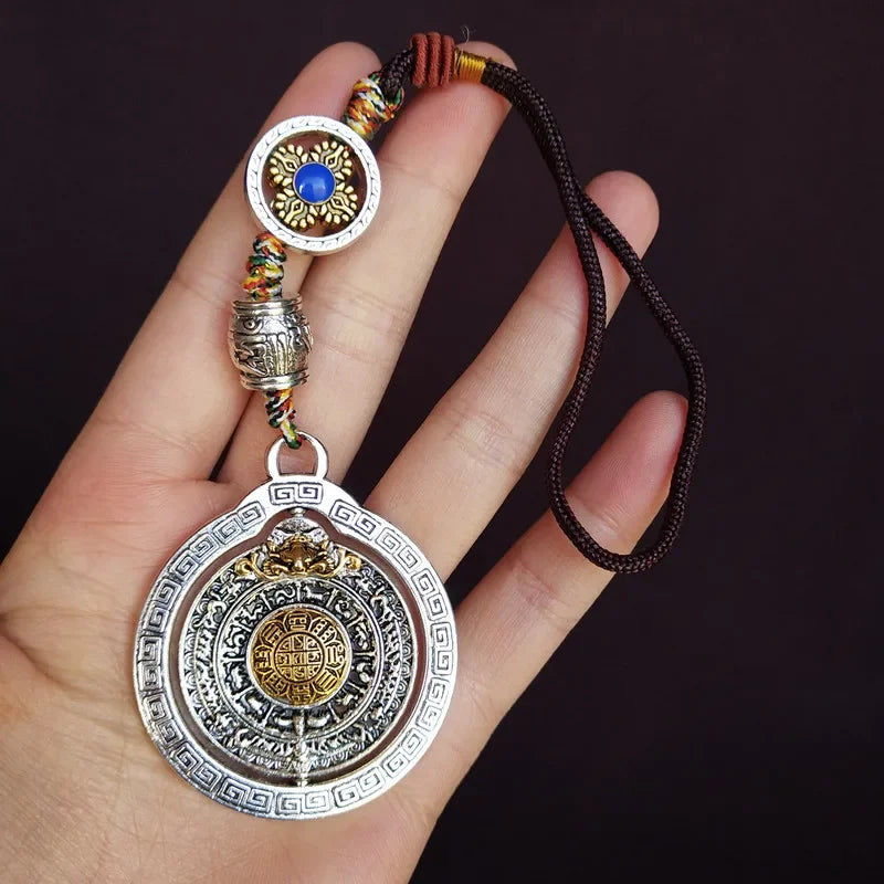 Greco-Buddhist Auspicious Amulet – Nine Palaces Eight Diagrams Mantra Card for Protection & Good Fortune