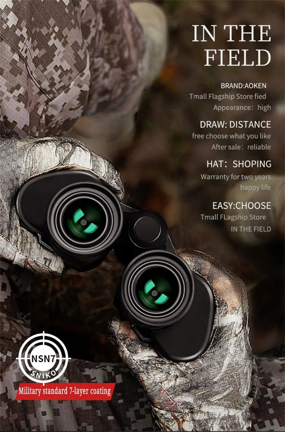 German Military-Grade 20x50 HD Binoculars – Long-Range BAK4 Prism Telescope for Outdoor, Camping & Survival