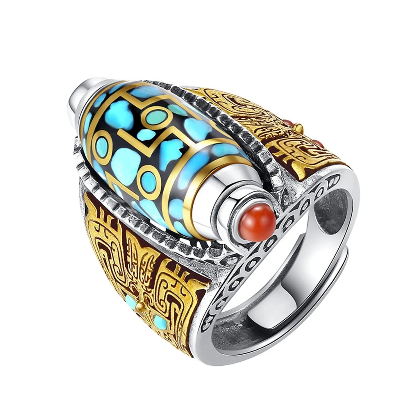 Mantra Dzi Ring | Spinning Prayer Wheel for the Hand