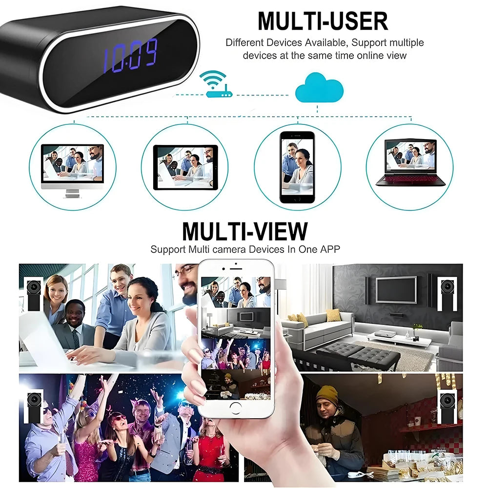 StealthGuard 4K WiFi Mini Camera Clock – Motion Detection, Infrared Night Vision & Remote Viewing