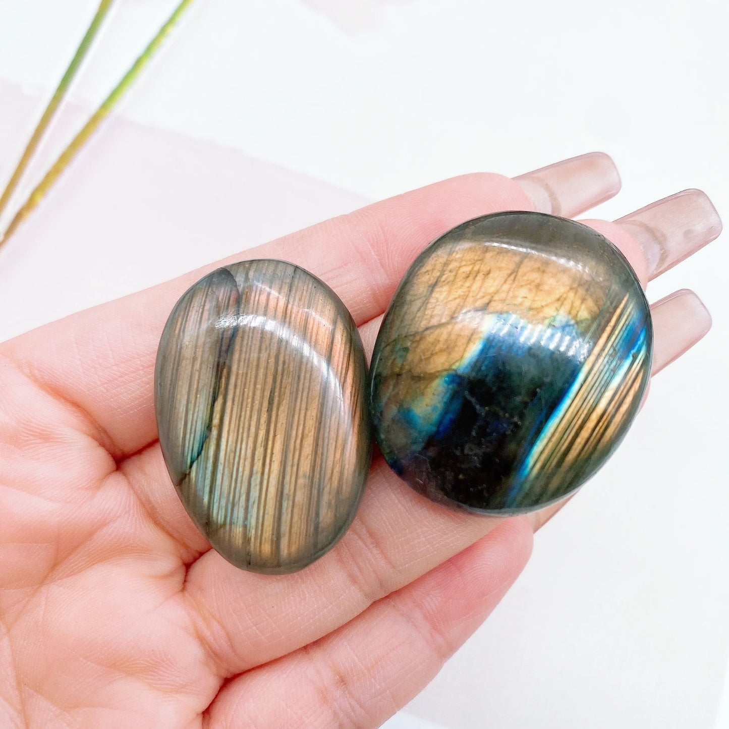 ✧ Labradorite Palm Stone | Frozen Lightning of the Ancients