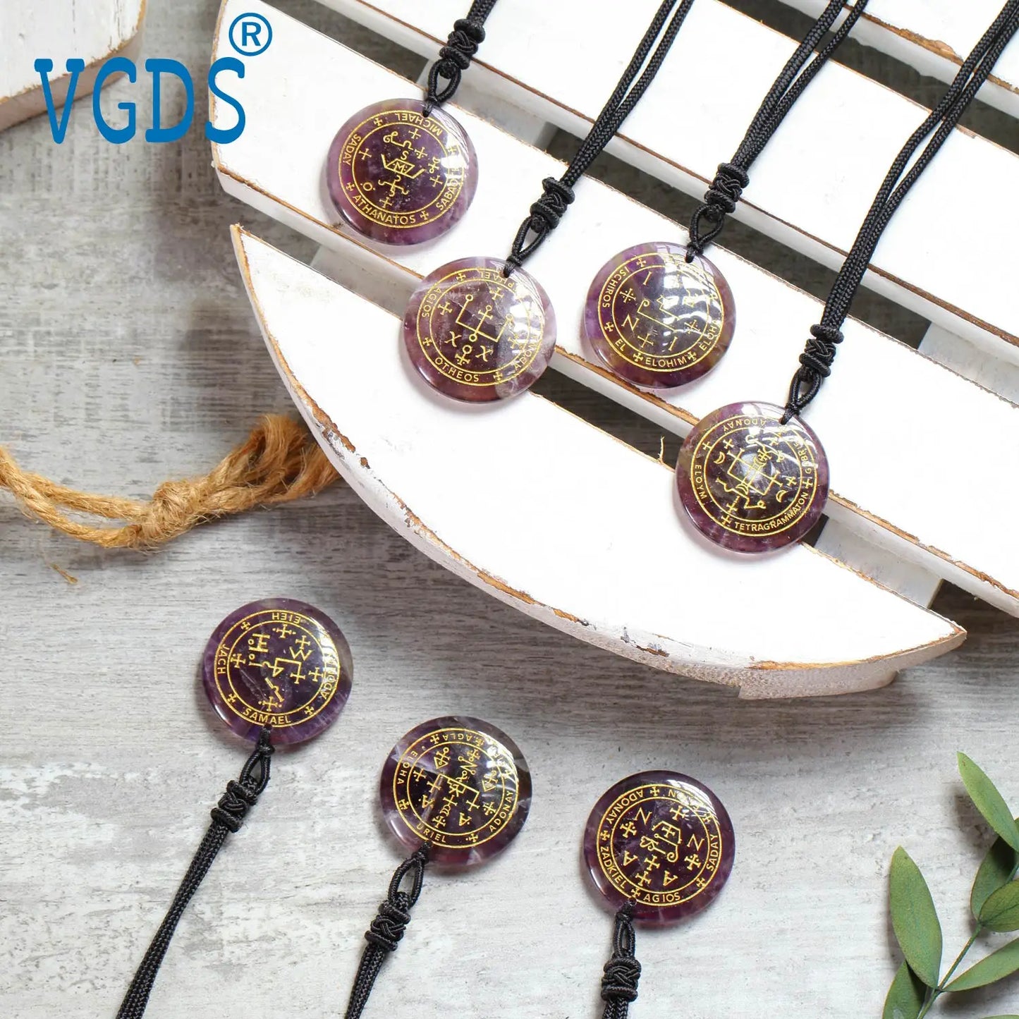 🜂 Seven Archangels Amulet | Seal of Solomon in Natural Amethyst or Clear Quartz