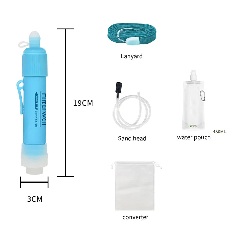 Filterwell Carbon Survival Straw – 4000L Triple-Stage Water Purifier for Prepping, Camping & Emergency Use