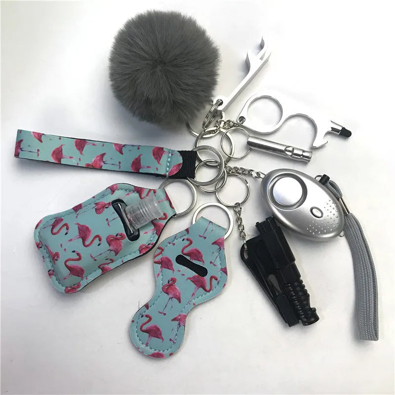 Personal Safety Survival Women Alarm Set Emergency Protection Safety defense Keychain Alarm with windows breaker