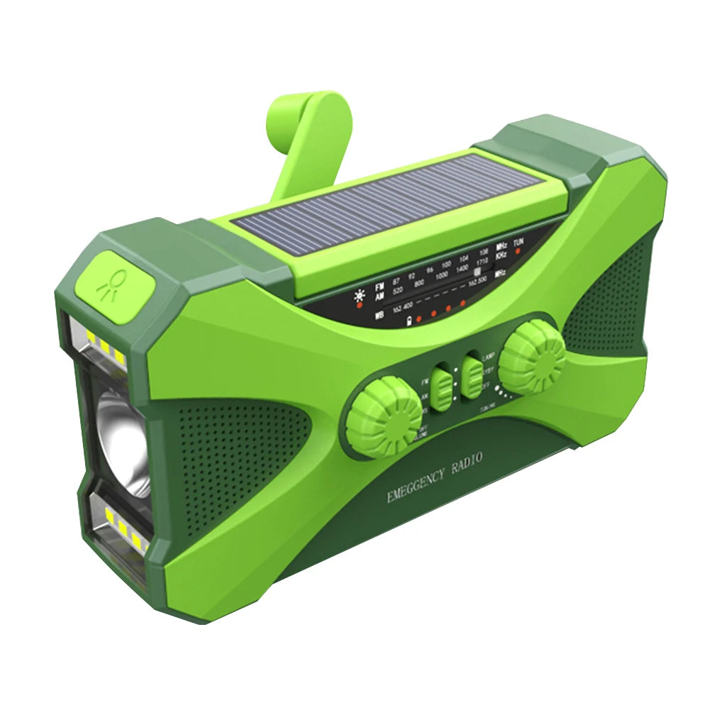 10,000mAh Emergency Weather Radio – Solar Hand Crank NOAA FM/AM/WB with LED Flashlight and Power Bank